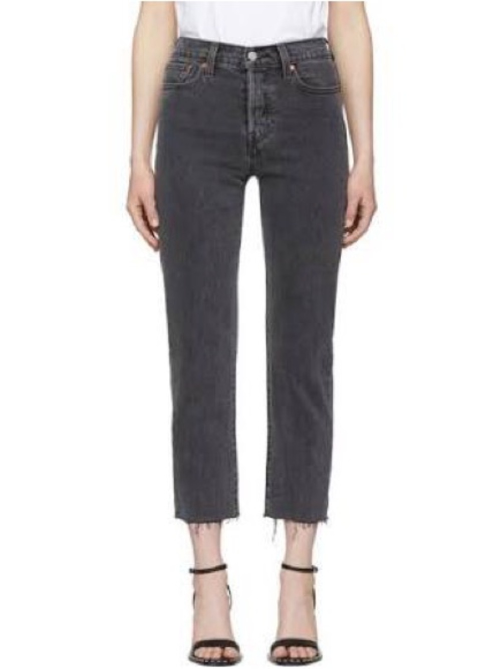 Levi's Wedgie Washed Black High-Rise Cropped Jeans